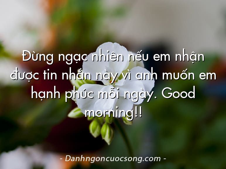 Đừng ngạc nhiên nếu em nhận được tin nhắn này vì anh muốn em hạnh phúc mỗi ngày. Good morning!!