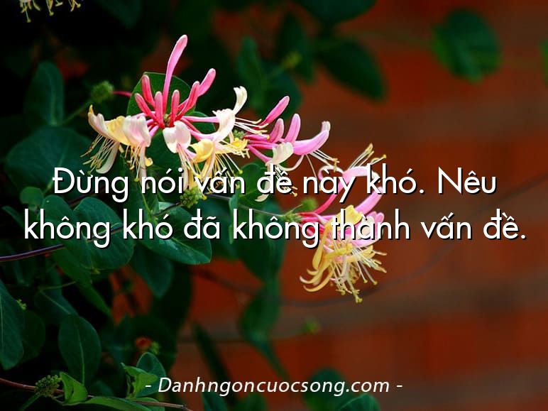 Đừng nói vấn đề này khó. Nêu không khó đã không thành vấn đề.