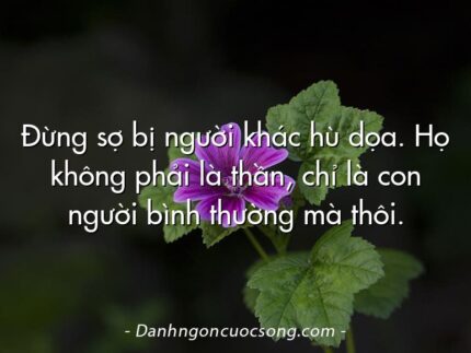 Đừng sợ bị người khác hù dọa. Họ không phải là thần, chỉ là con người bình thường mà thôi.