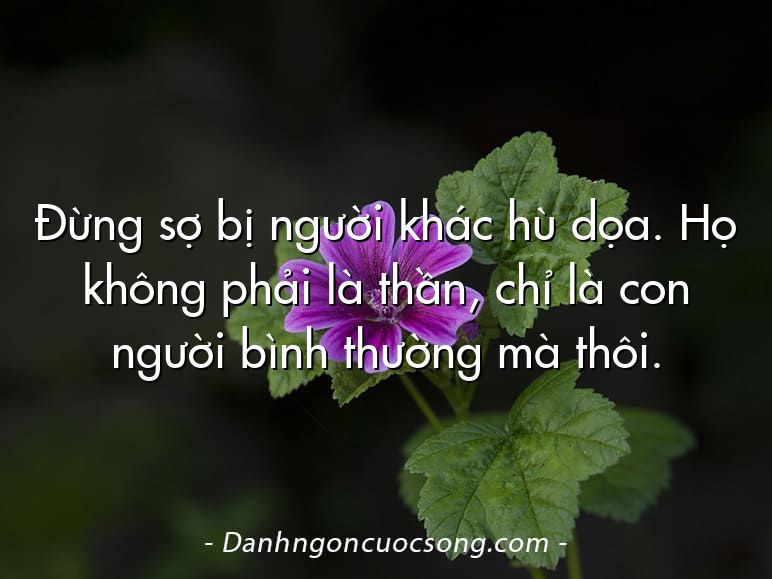 Đừng sợ bị người khác hù dọa. Họ không phải là thần, chỉ là con người bình thường mà thôi.