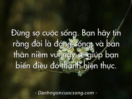 Đừng sợ cuộc sống. Bạn hãy tin rằng đời là đáng sống, và bản thân niềm vui này sẽ giúp bạn biến điều đó thành hiện thực.
