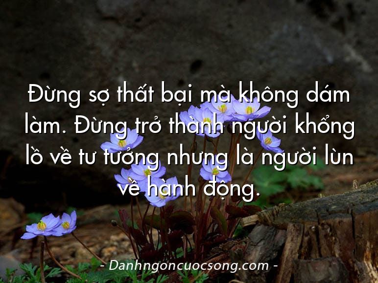 Đừng sợ thất bại mà không dám làm. Đừng trở thành người khổng lồ về tư tưởng nhưng là người lùn về hành động.