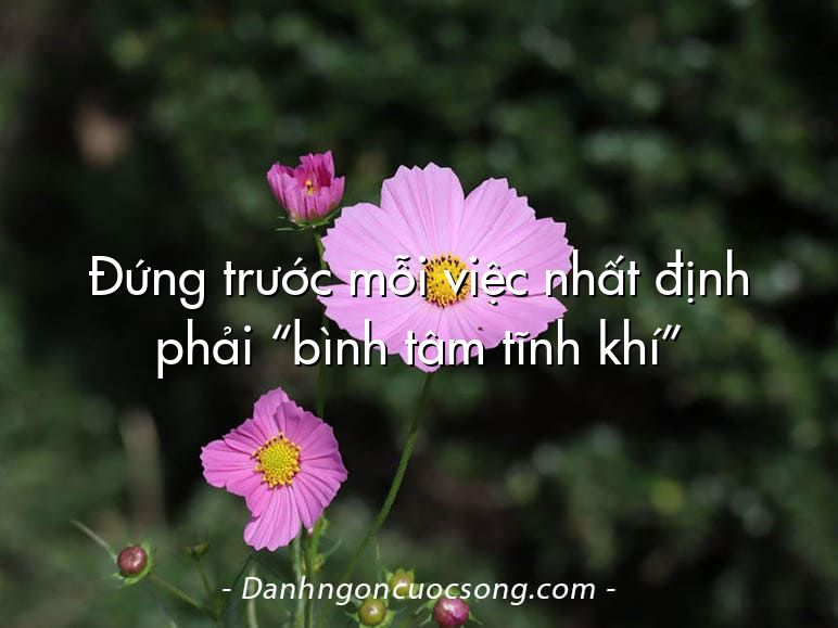 Đứng trước mỗi việc nhất định phải “bình tâm tĩnh khí”