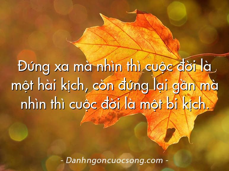 Đứng xa mà nhìn thì cuộc đời là một hài kịch, còn đứng lại gần mà nhìn thì cuộc đời là một bi kịch.