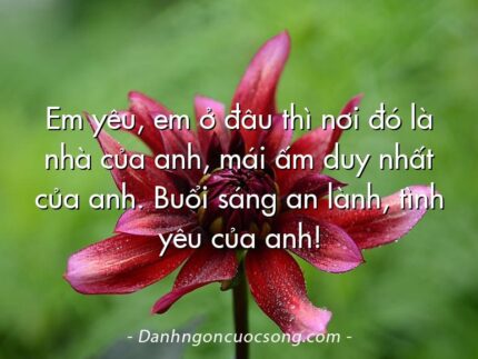 Em yêu, em ở đâu thì nơi đó là nhà của anh, mái ấm duy nhất của anh. Buổi sáng an lành, tình yêu của anh!