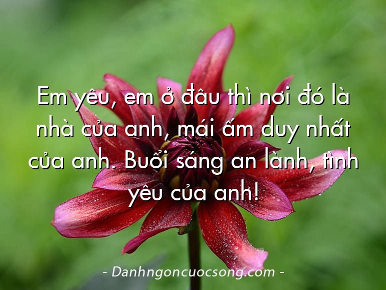 Em yêu, em ở đâu thì nơi đó là nhà của anh, mái ấm duy nhất của anh. Buổi sáng an lành, tình yêu của anh!