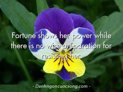 Fortune shows her power while there is no wise preparation for resisting her.