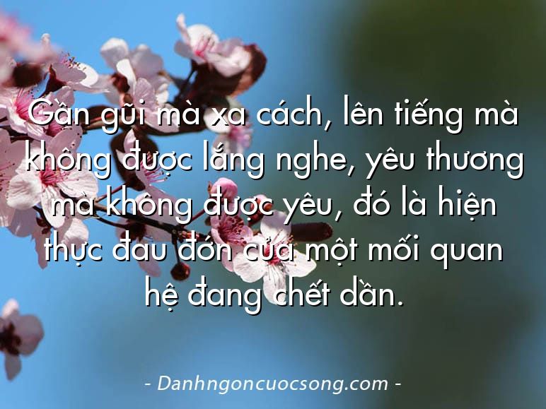 Gần gũi mà xa cách, lên tiếng mà không được lắng nghe, yêu thương mà không được yêu, đó là hiện thực đau đớn của một mối quan hệ đang chết dần.