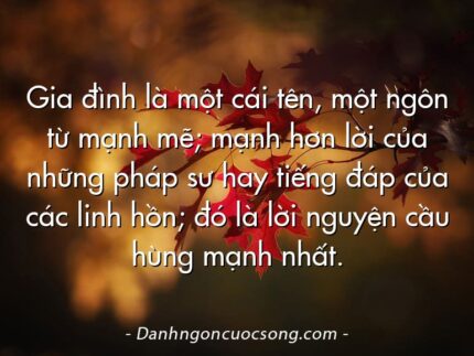 Gia đình là một cái tên, một ngôn từ mạnh mẽ; mạnh hơn lời của những pháp sư hay tiếng đáp của các linh hồn; đó là lời nguyện cầu hùng mạnh nhất.