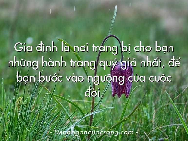 Gia đình là nơi trang bị cho bạn những hành trang quý giá nhất, để bạn bước vào ngưỡng cửa cuộc đời.