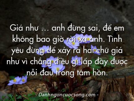 Giá như … anh đừng sai, để em không bao giờ rời xa anh. Tình yêu đừng để xảy ra hai chữ giá như vì chẳng điều gì lấp đầy được nỗi đau trong tâm hồn.