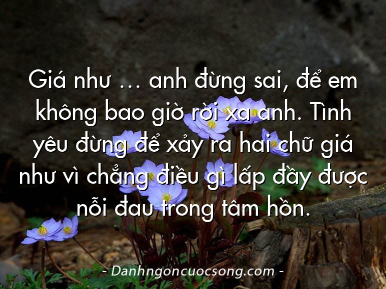 Giá như … anh đừng sai, để em không bao giờ rời xa anh. Tình yêu đừng để xảy ra hai chữ giá như vì chẳng điều gì lấp đầy được nỗi đau trong tâm hồn.