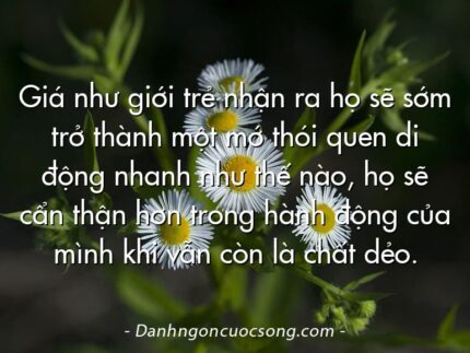 Giá như giới trẻ nhận ra họ sẽ sớm trở thành một mớ thói quen di động nhanh như thế nào, họ sẽ cẩn thận hơn trong hành động của mình khi vẫn còn là chất dẻo.