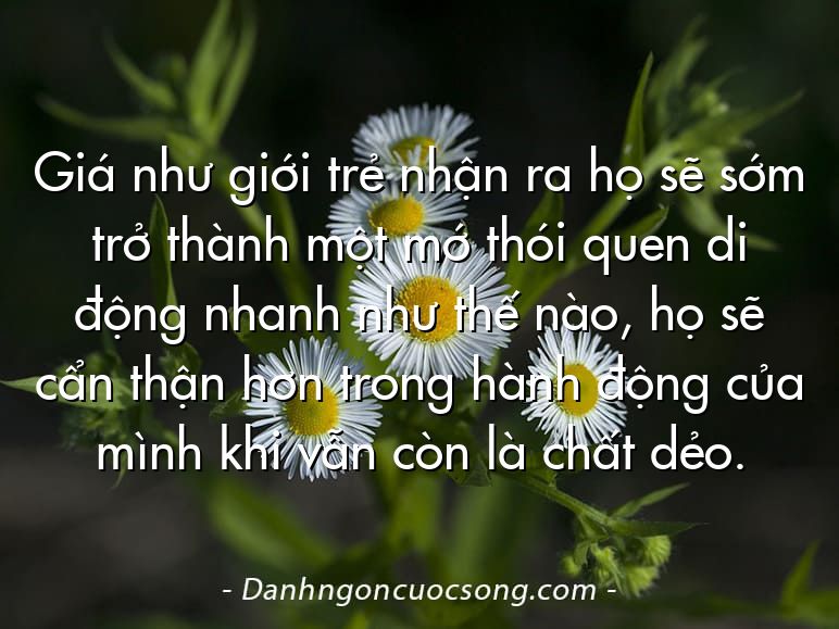 Giá như giới trẻ nhận ra họ sẽ sớm trở thành một mớ thói quen di động nhanh như thế nào, họ sẽ cẩn thận hơn trong hành động của mình khi vẫn còn là chất dẻo.