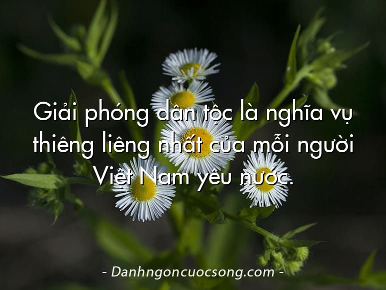 Giải phóng dân tộc là nghĩa vụ thiêng liêng nhất của mỗi người Việt Nam yêu nước.