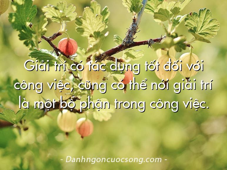 Giải trí có tác dụng tốt đối với công việc, cũng có thể nói giải trí là một bộ phận trong công việc.