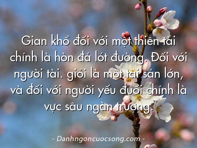 Gian khổ đối với một thiên tài chính là hòn đá lót đường. Đối với người tài. giỏi là một tài sản lớn, và đối với người yếu đuối chính là vực sâu ngàn trượng.