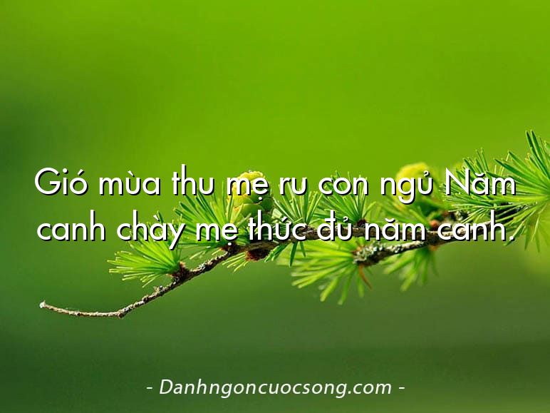 Gió mùa thu mẹ ru con ngủ Năm canh chày mẹ thức đủ năm canh.