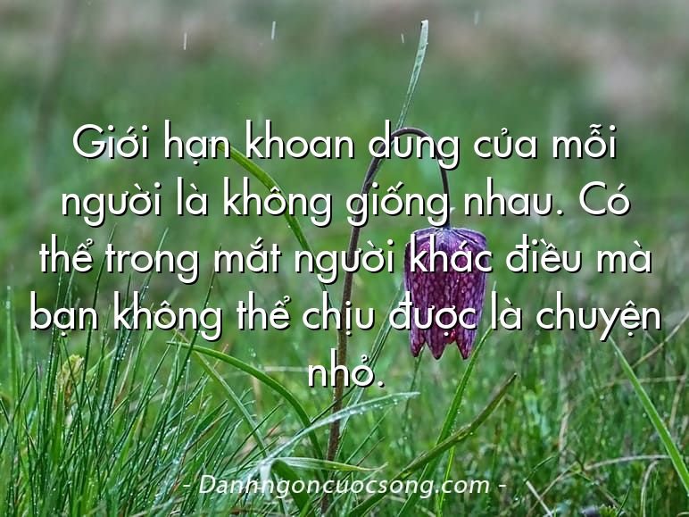Giới hạn khoan dung của mỗi người là không giống nhau. Có thể trong mắt người khác điều mà bạn không thể chịu được là chuyện nhỏ.