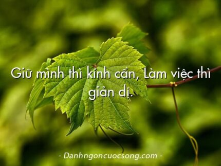 Giữ mình thì kính cẩn, Làm việc thì giản dị.