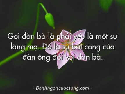 Gọi đàn bà là phái yếu là một sự lăng mạ. Đó là sự bất công của đàn ông đối với đàn bà.