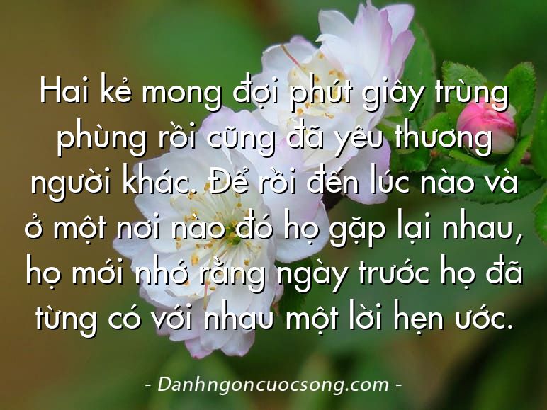 Hai kẻ mong đợi phút giây trùng phùng rồi cũng đã yêu thương người khác. Để rồi đến lúc nào và ở một nơi nào đó họ gặp lại nhau, họ mới nhớ rằng ngày trước họ đã từng có với nhau một lời hẹn ước.