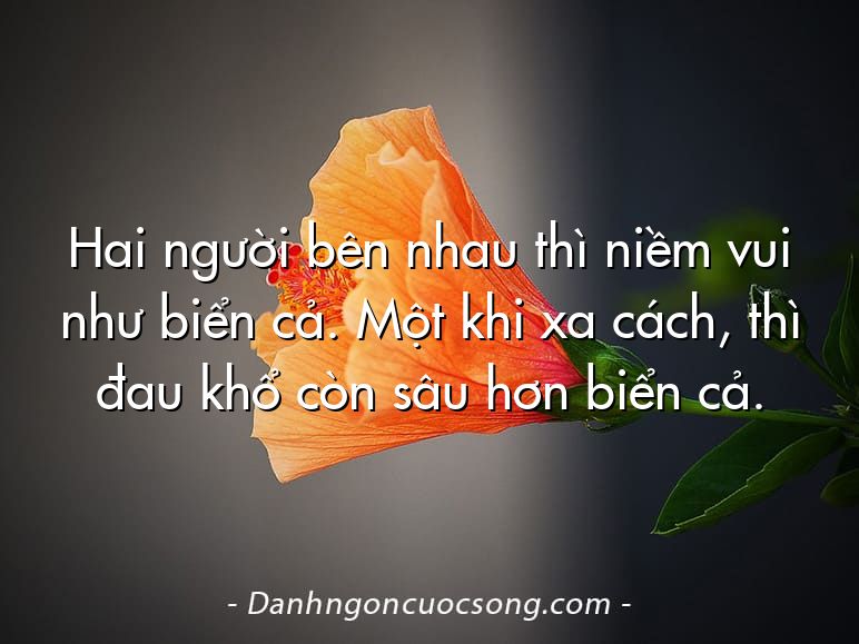 Hai người bên nhau thì niềm vui như biển cả. Một khi xa cách, thì đau khổ còn sâu hơn biển cả.