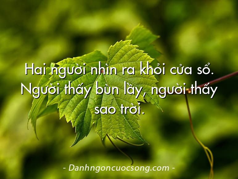 Hai người nhìn ra khỏi cửa sổ. Người thấy bùn lầy, người thấy sao trời.