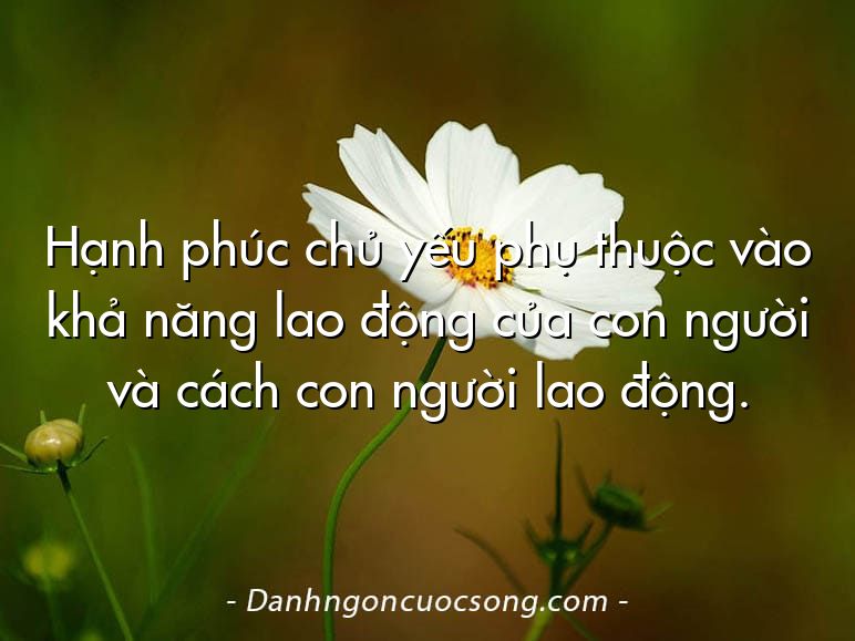 Hạnh phúc chủ yếu phụ thuộc vào khả năng lao động của con người và cách con người lao động.