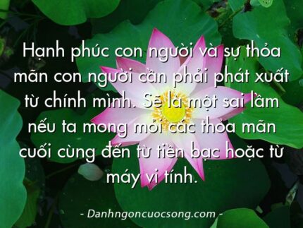 Hạnh phúc con người và sự thỏa mãn con người cần phải phát xuất từ chính mình. Sẽ là một sai lầm nếu ta mong mỏi các thỏa mãn cuối cùng đến từ tiền bạc hoặc từ máy vi tính.