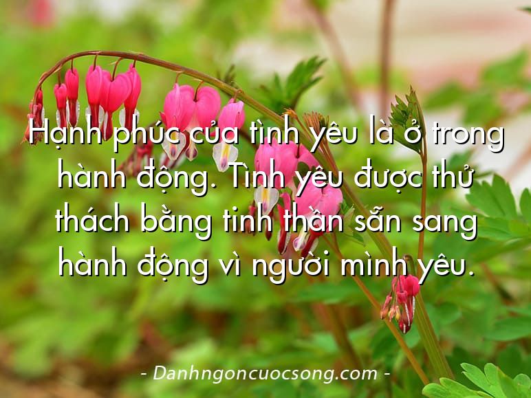 Hạnh phúc của tình yêu là ở trong hành động. Tình yêu được thử thách bằng tinh thần sẵn sang hành động vì người mình yêu.