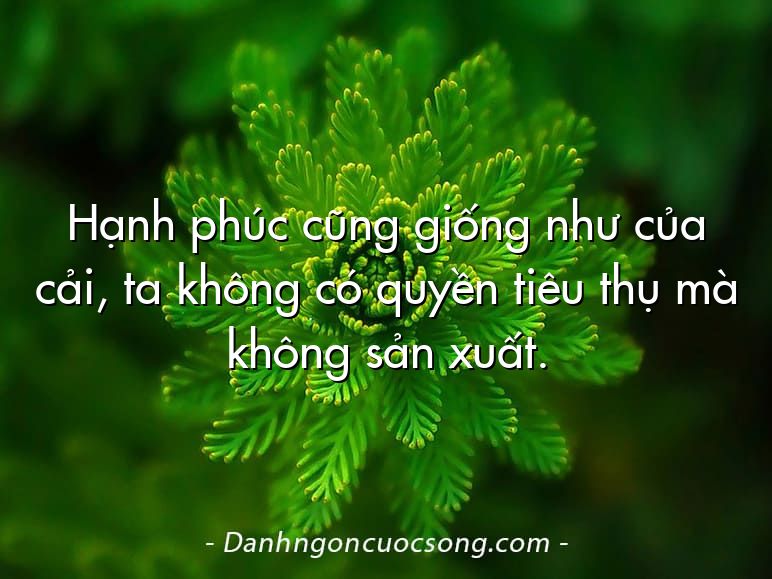 Hạnh phúc cũng giống như của cải, ta không có quyền tiêu thụ mà không sản xuất.