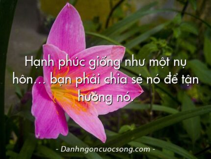 Hạnh phúc giống như một nụ hôn… bạn phải chia sẻ nó để tận hưởng nó.