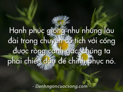 Hạnh phúc giống như những lâu đài trong chuyện cổ tích với cổng được rồng canh gác: chúng ta phải chiến đấu để chinh phục nó.