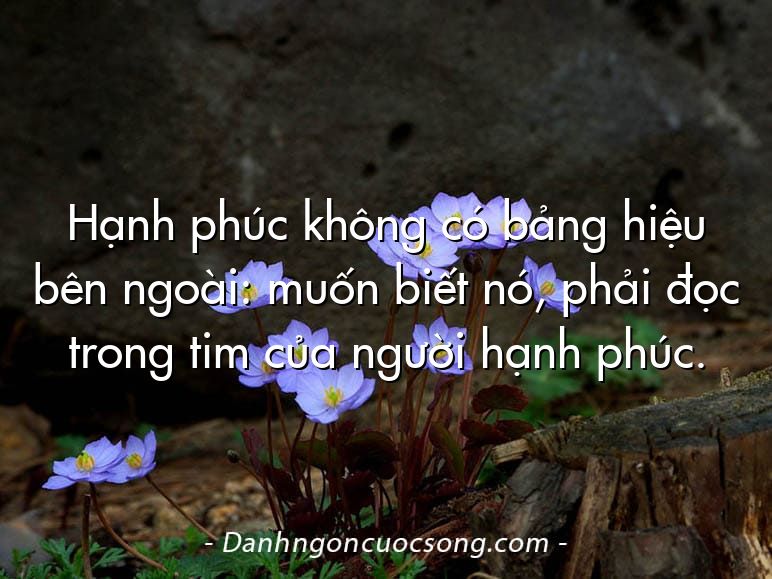 Hạnh phúc không có bảng hiệu bên ngoài: muốn biết nó, phải đọc trong tim của người hạnh phúc.