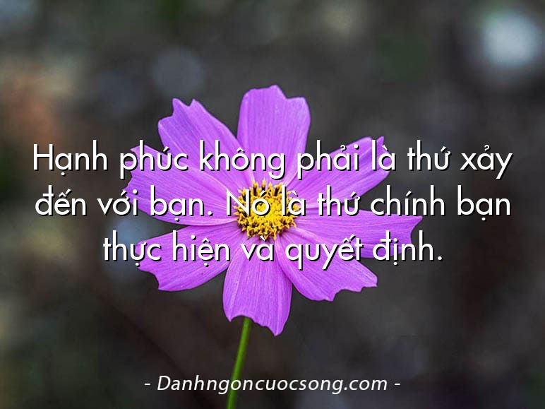 Hạnh phúc không phải là thứ xảy đến với bạn. Nó là thứ chính bạn thực hiện và quyết định.