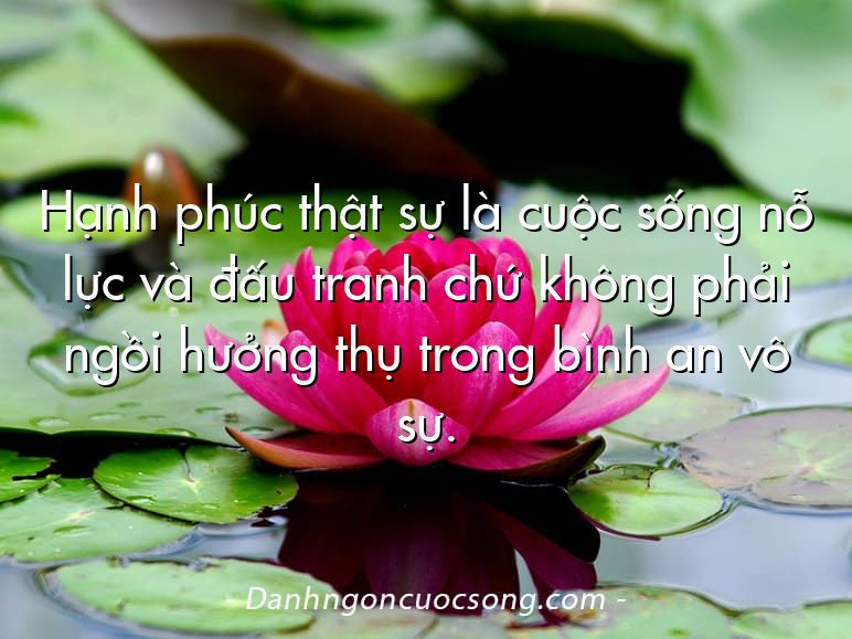 Hạnh phúc thật sự là cuộc sống nỗ lực và đấu tranh chứ không phải ngồi hưởng thụ trong bình an vô sự.