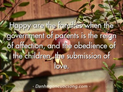 Happy are the families when the government of parents is the reign of affection, and the obedience of the children, the submission of love.