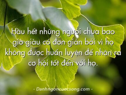 Hầu hết những người chưa bao giờ giàu có đơn giản bởi vì họ không được huấn luyện để nhận ra cơ hội tốt đến với họ.