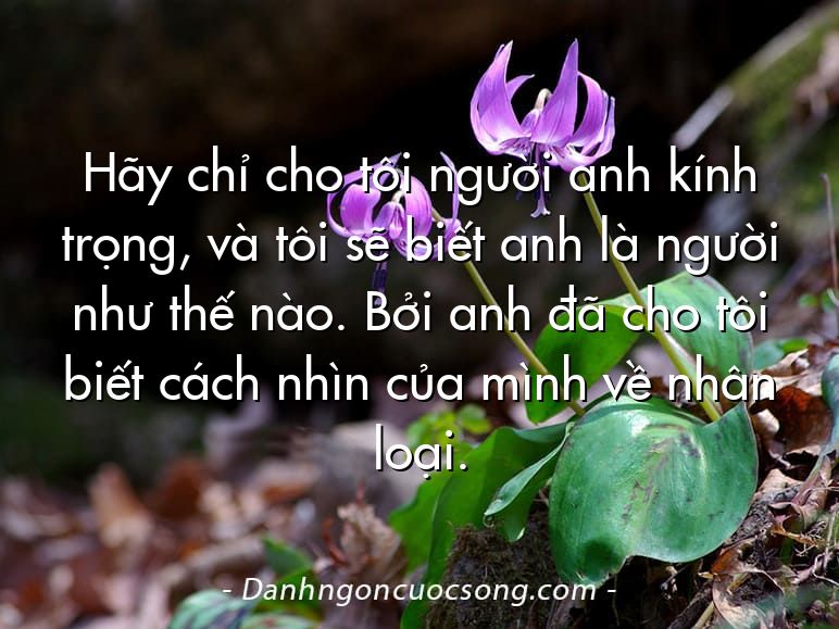 Hãy chỉ cho tôi người anh kính trọng, và tôi sẽ biết anh là người như thế nào. Bởi anh đã cho tôi biết cách nhìn của mình về nhân loại.