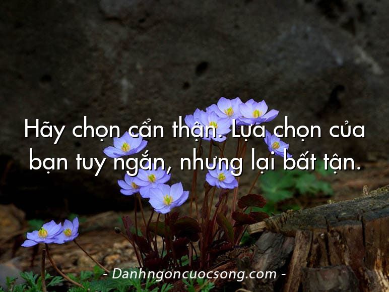 Hãy chọn cẩn thận. Lựa chọn của bạn tuy ngắn, nhưng lại bất tận.