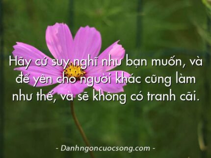 Hãy cứ suy nghĩ như bạn muốn, và để yên cho người khác cũng làm như thế, và sẽ không có tranh cãi.