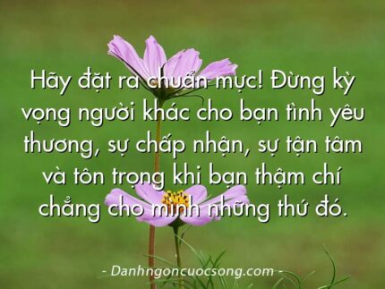 Hãy đặt ra chuẩn mực! Đừng kỳ vọng người khác cho bạn tình yêu thương, sự chấp nhận, sự tận tâm và tôn trọng khi bạn thậm chí chẳng cho mình những thứ đó.