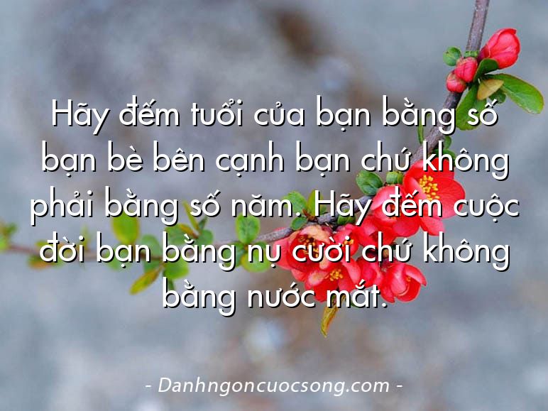 Hãy đếm tuổi của bạn bằng số bạn bè bên cạnh bạn chứ không phải bằng số năm. Hãy đếm cuộc đời bạn bằng nụ cười chứ không bằng nước mắt.