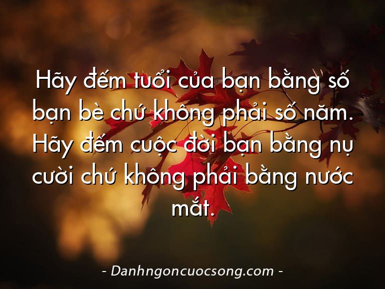 Hãy đếm tuổi của bạn bằng số bạn bè chứ không phải số năm. Hãy đếm cuộc đời bạn bằng nụ cười chứ không phải bằng nước mắt.