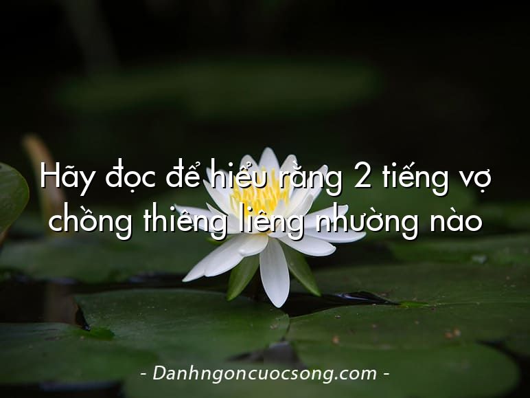 Hãy đọc để hiểu rằng 2 tiếng vợ chồng thiêng liêng nhường nào
