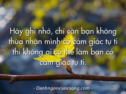 Hãy ghi nhớ, chỉ cần bạn không thừa nhận mình có cảm giác tự ti thì không ai có thể làm bạn có cảm giác tự ti.
