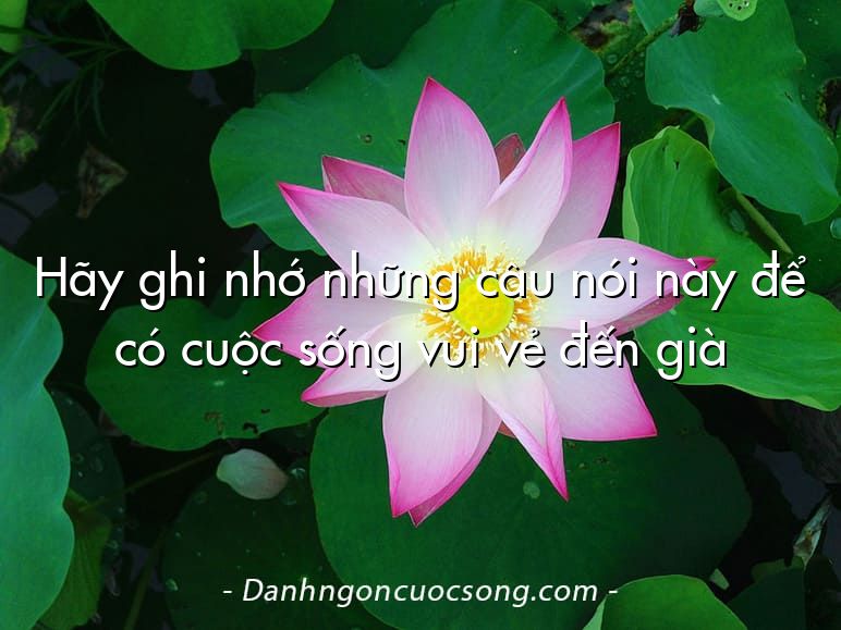 Hãy ghi nhớ những câu nói này để có cuộc sống vui vẻ đến già