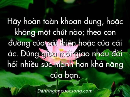 Hãy hoàn toàn khoan dung, hoặc không một chút nào; theo con đường của cái thiện hoặc của cái ác. Đứng giữa mối giao nhau đòi hỏi nhiều sức mạnh hơn khả năng của bạn.