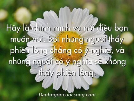 Hãy là chính mình và nói điều bạn muốn nói. Bởi những người thấy phiền lòng chẳng có ý nghĩa, và những người có ý nghĩa sẽ không thấy phiền lòng.